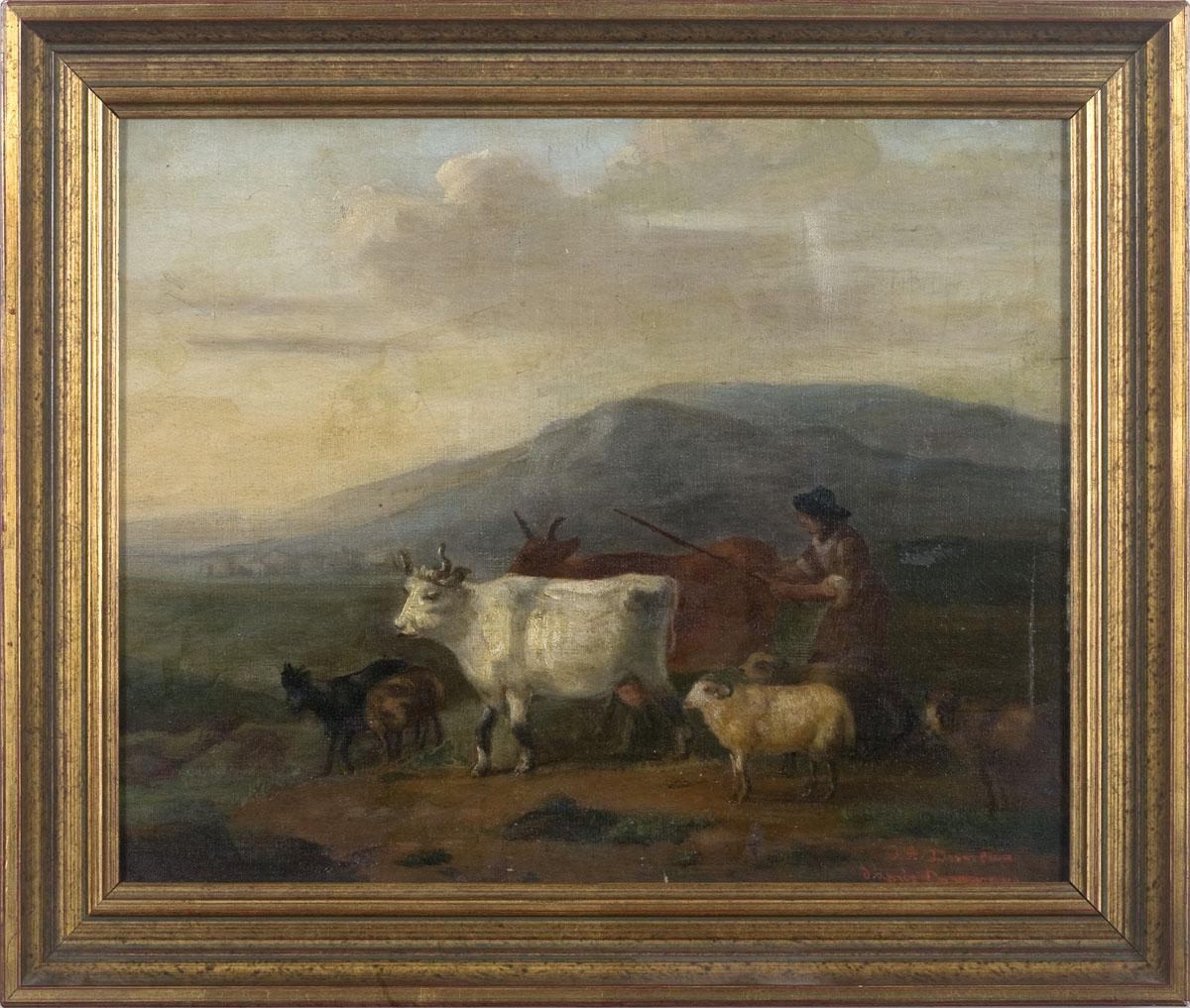 Appraisal: HERDER DRIVING CATTLE SHEEP AND GOATS CONTINENTAL SCHOOL NINETEENTH CENTURY