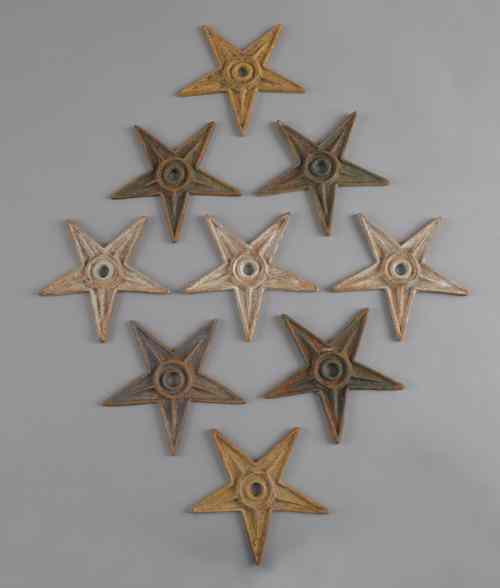 Appraisal: Nine cast iron architectural stars largest - w