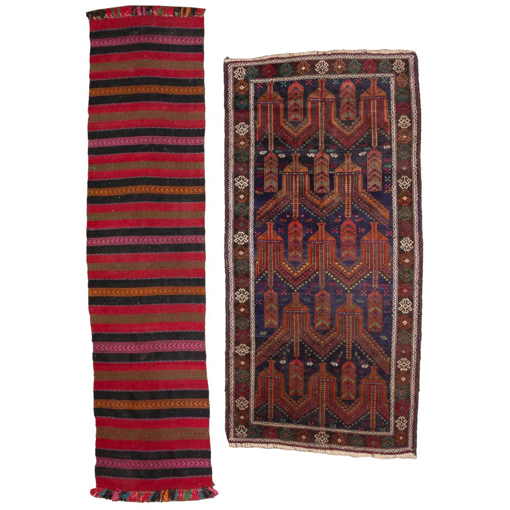 Appraisal: KILIM WOOL RUNNER RUGS items including a linear stripe motif