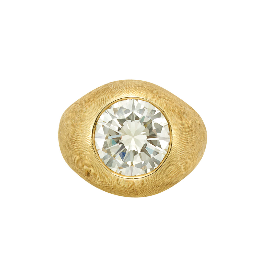 Appraisal: Brushed Gold and Diamond Gypsy Ring One round diamond ap