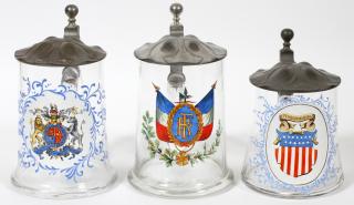 Appraisal: ST LOUIS WORLDS FAIR GLASS PEWTER STEINS ST LOUIS WORLDS