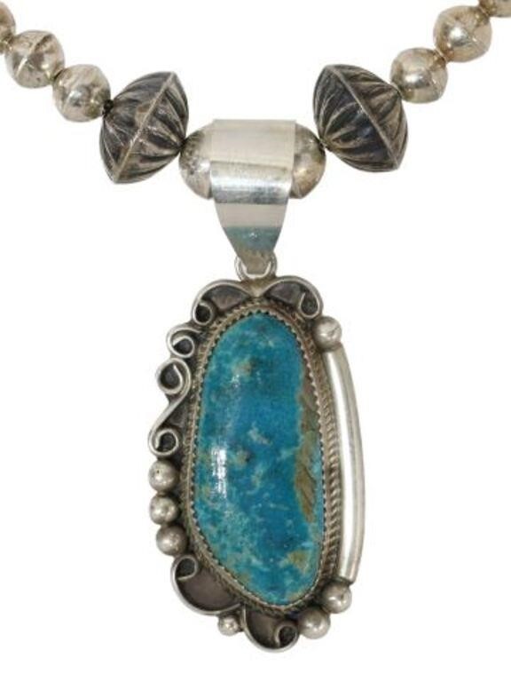 Appraisal: Native American sterling silver pendant Leslie Nez Navajo Dine b