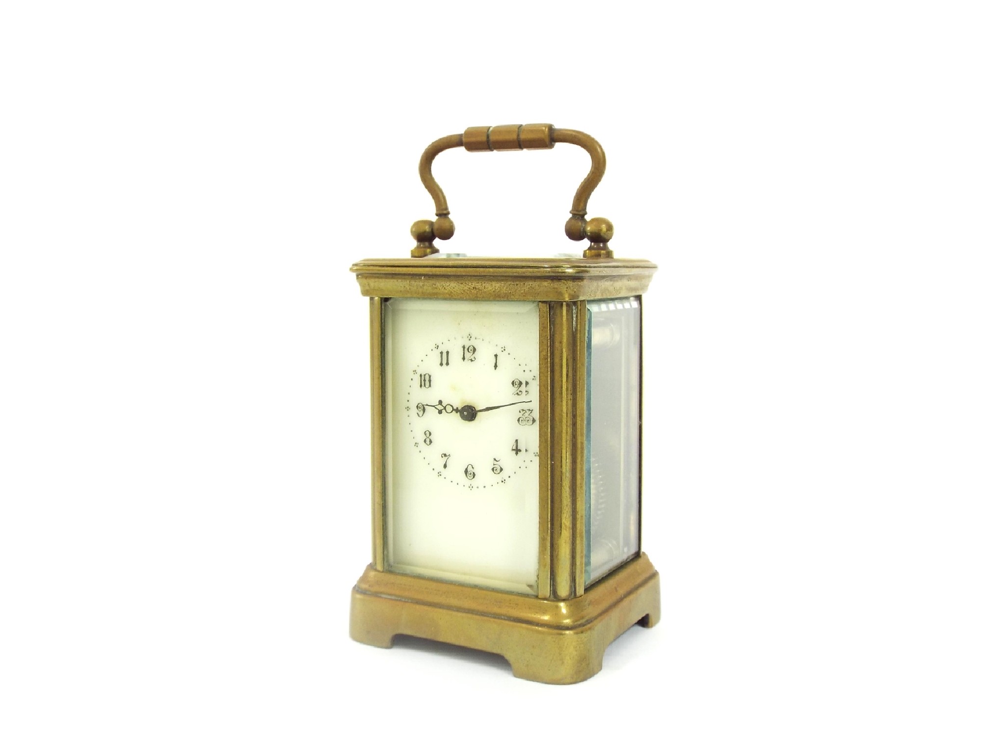 Appraisal: Miniature French carriage clock timepiece within a corniche brass case