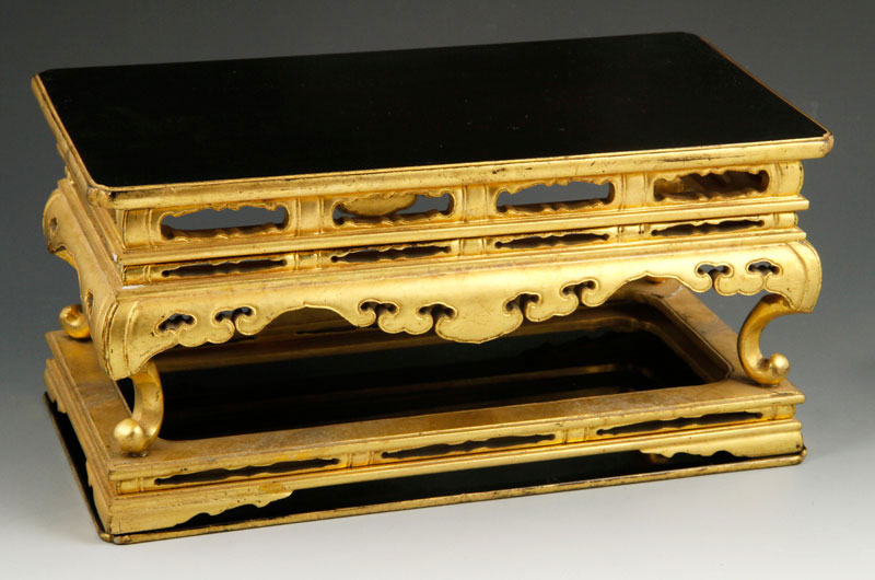 Appraisal: - Chinese Gilt Wood Stand Chinese stand gilt wood and