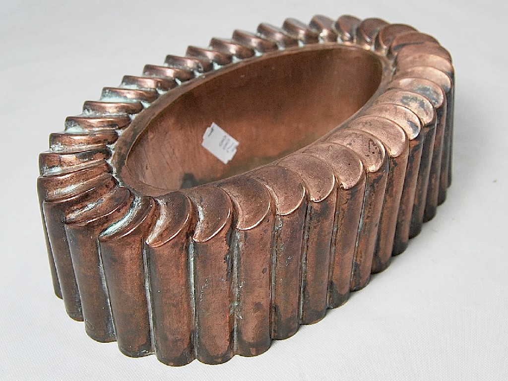 Appraisal: Victorian copper oval ring jelly mould of reeded form and