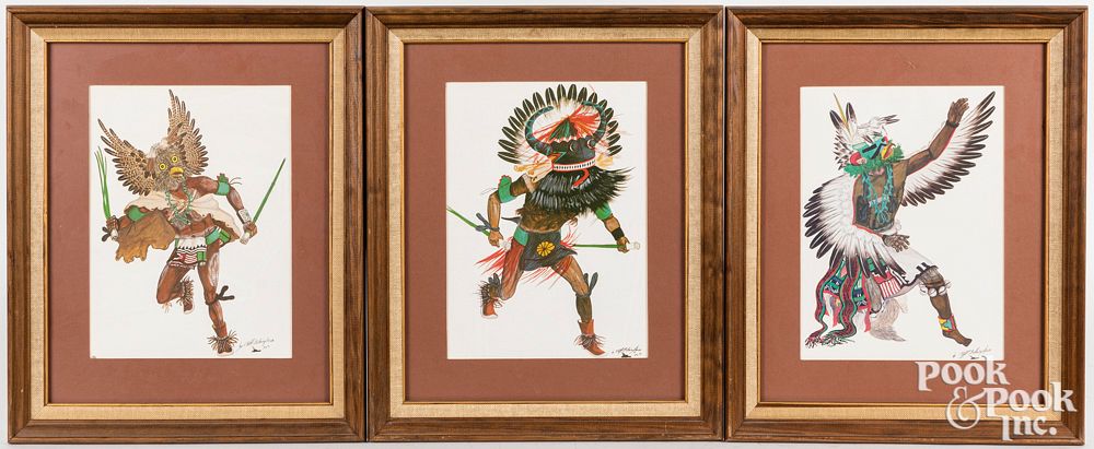 Appraisal: Three Cliff Bahnimptewa Hopi kachina lithographs Three Cliff Bahnimptewa prints