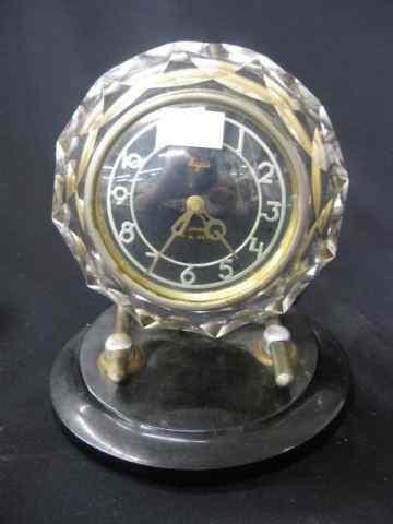 Appraisal: Majak Russian Deco Clock cut crystal case - '' tall