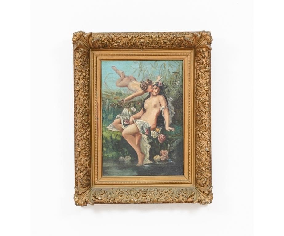 Appraisal: Victorian oil on canvas semi-nude woman with child x ss