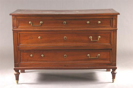 Appraisal: LOUIS XVI WALNUT PROVINCIAL COMMODE late th century Rectangular plank-board