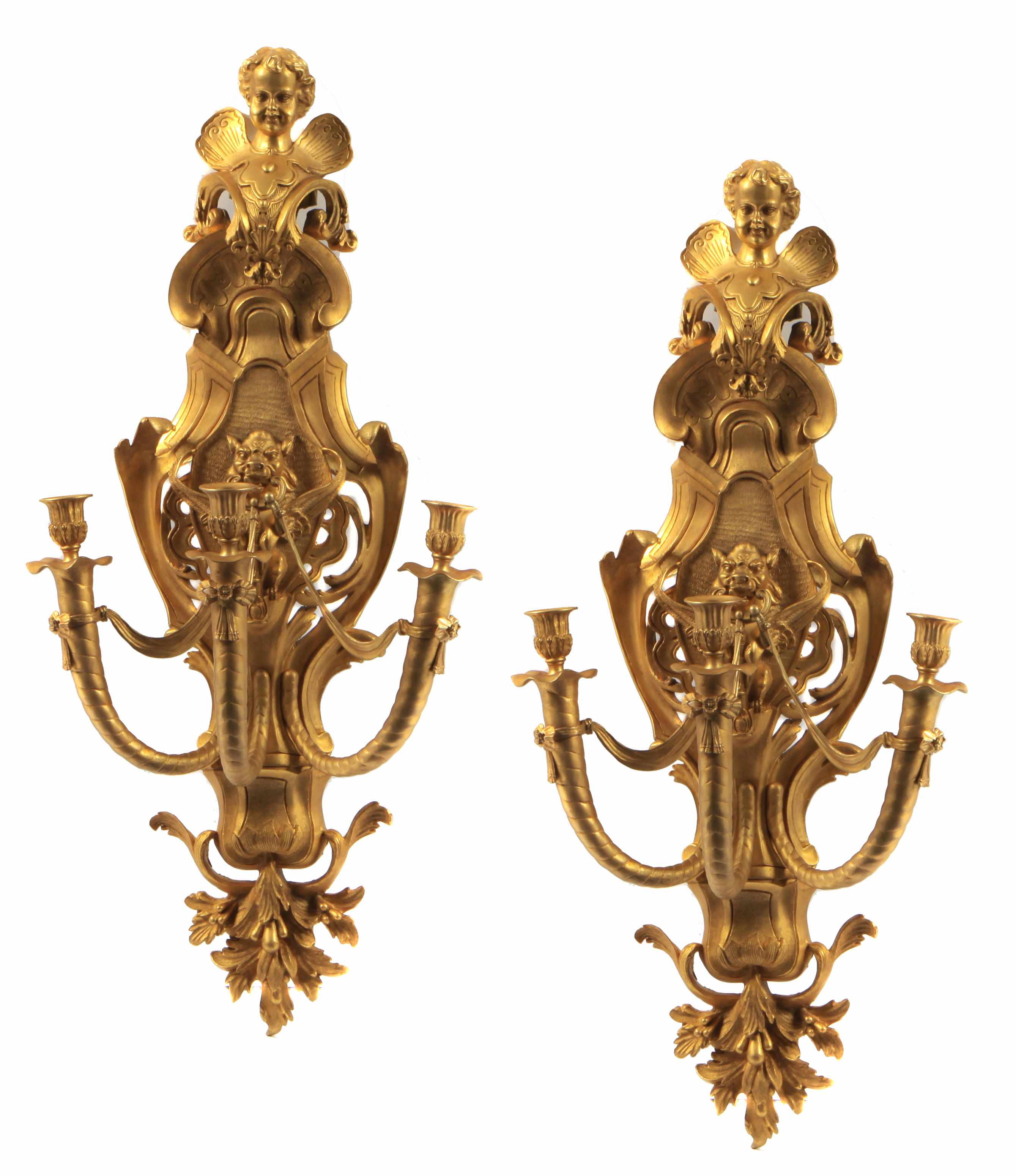 Appraisal: Property of various owners A pair of Rgence style gilt