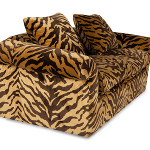 Appraisal: A Contemporary Convertible Sofa with Custom Tiger Print Silk Velvet