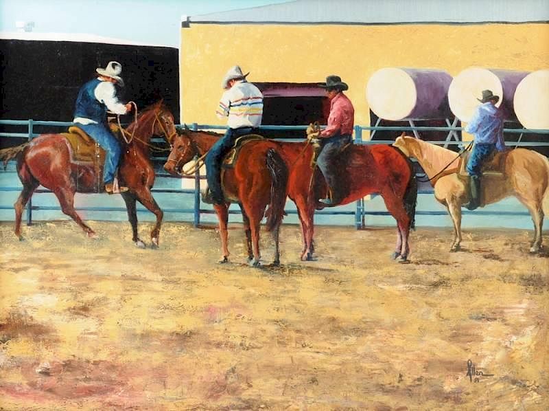 Appraisal: RED ALLEN American Texas th Century A PAINTING Kerrville Confab