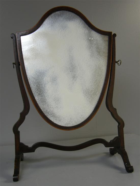 Appraisal: Mahogany and boxwood and ebony line inlaid shield shaped dressing