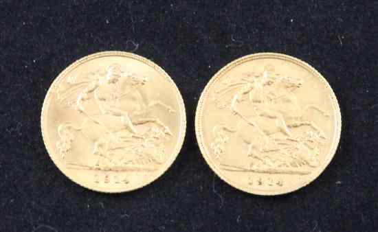 Appraisal: Two half sovereigns Estimate - Descriptions provided in both printed