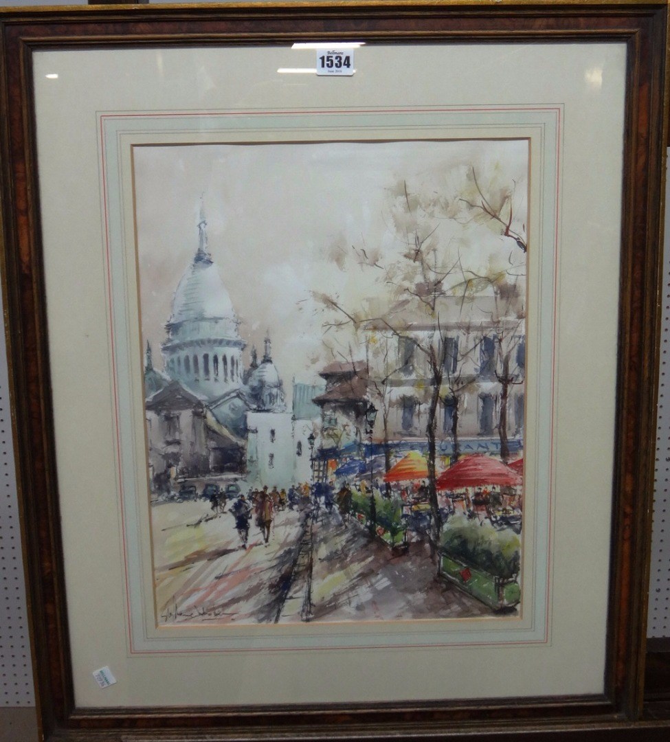 Appraisal: Stephane Wrobel b Paris scenes a group of three watercolour