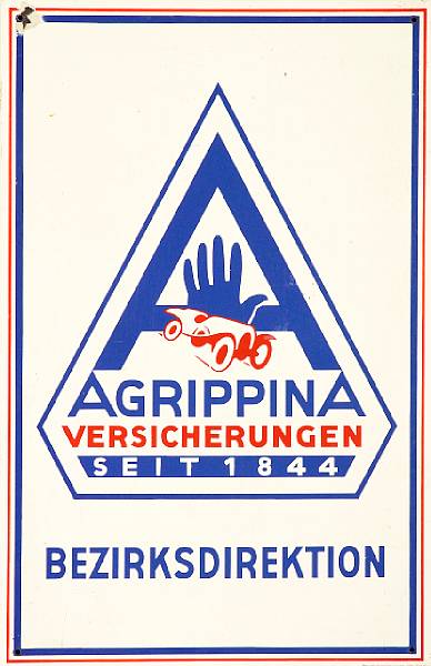 Appraisal: An Aggrippina enamel sign single sided in red and blue