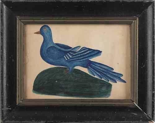 Appraisal: Pennsylvania watercolor drawing of a blue bird th c h