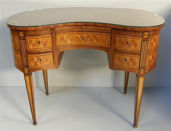 Appraisal: French style rosewood kidney shaped desk the top sides and