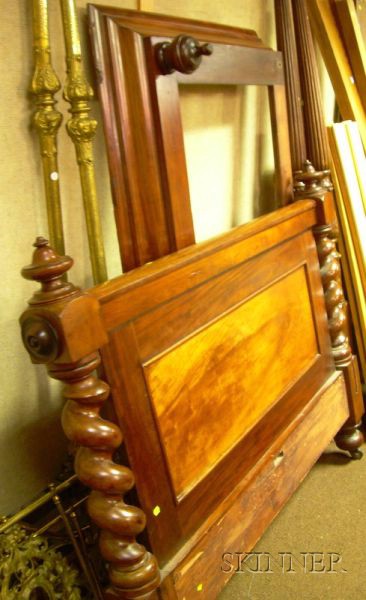 Appraisal: Victorian Mahogany and Mahogany Veneer Bed with Short Canopy HEAD