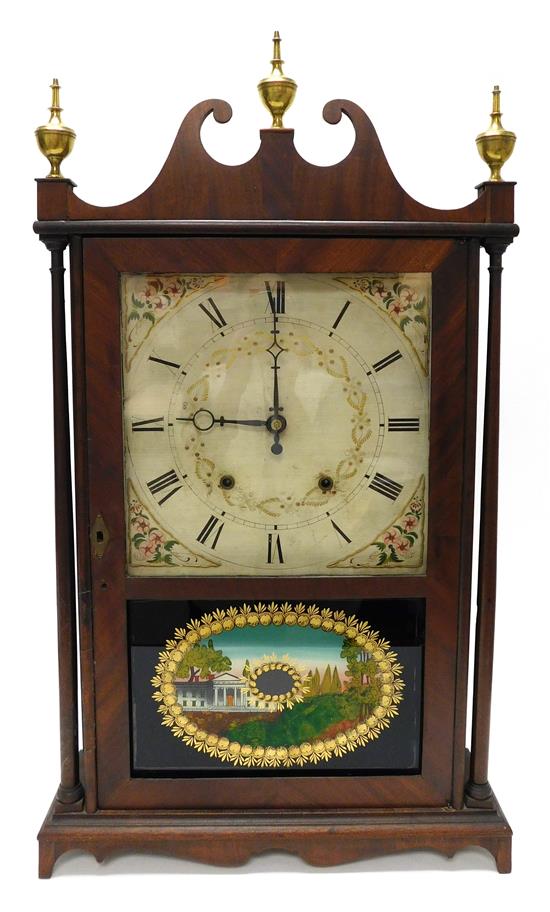 Appraisal: CLOCK E Terry Sons Plymouth CT pillar and scroll shelf