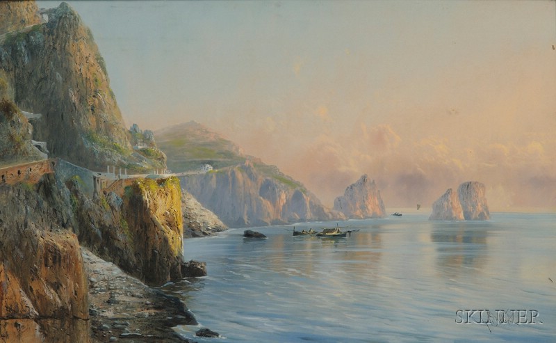 Appraisal: Giovanni Battista Italian - View of Capri Signed G Battista