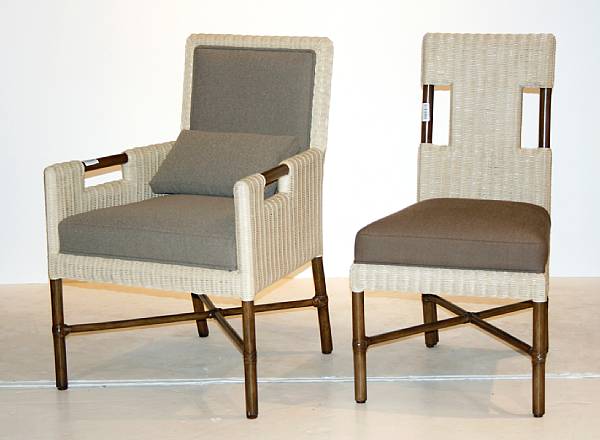 Appraisal: A grouping of Thomas Pheasant woven chairs comprising two armchairs