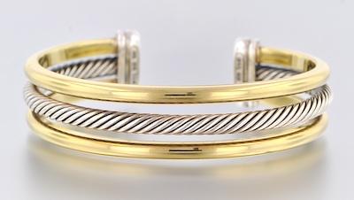 Appraisal: A David Yurman k Gold and Sterling Silver Cuff Bracelet