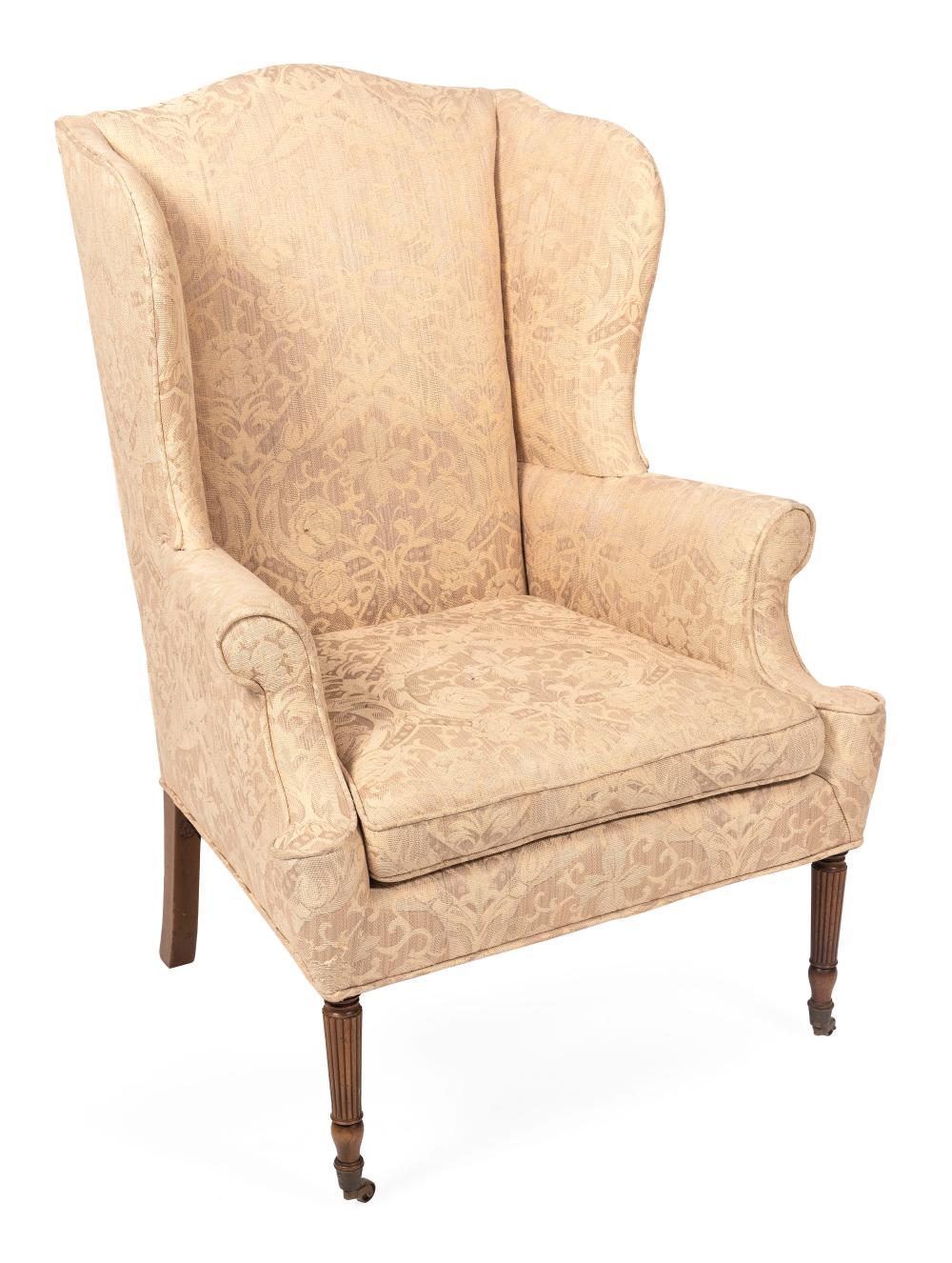 Appraisal: KITTENGER SHERATON-STYLE WING CHAIR MID TH CENTURY BACK HEIGHT SEAT