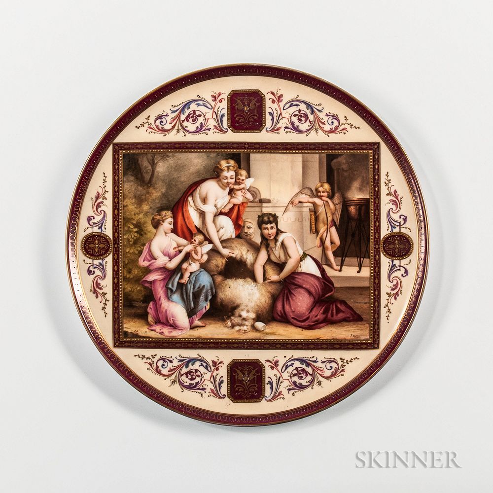 Appraisal: Vienna Porcelain Hand-painted Tray Vienna Porcelain Hand-painted Tray Austria late