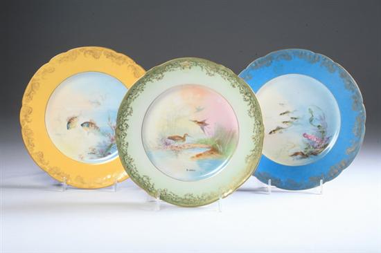 Appraisal: TWELVE HAVILAND LIMOGES FISH PLATES Circa Centered with hand-painted fish