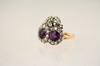 Appraisal: LADY'S RING - Antique amethyst and diamond ring two beautifully