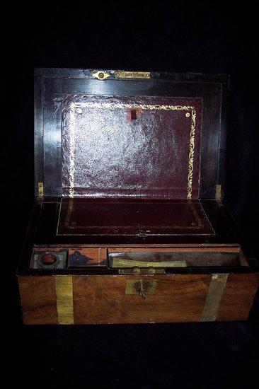 Appraisal: A Victorian walnut brass bound writing box cm wide