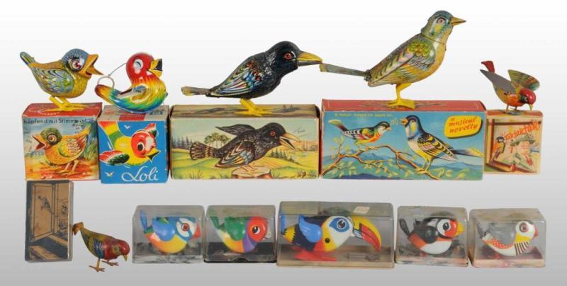 Appraisal: Lot of Tin Litho Bird Toys Description German Working Includes