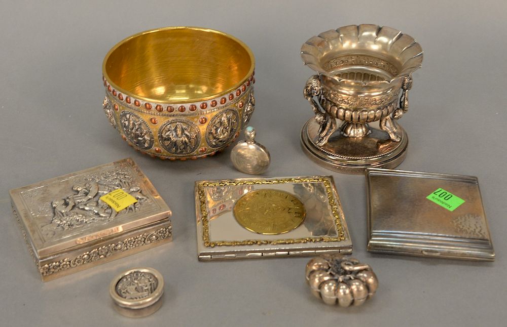 Appraisal: Silver lot with boxes to include Master salt and pill