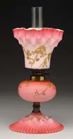 Appraisal: VERY RARE -TIER PEDESTAL BASE SATIN GLASS MINI LAMP S