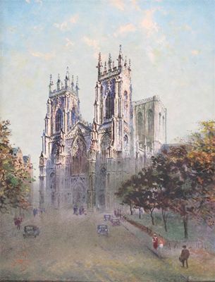 Appraisal: Frank Wood th Century York Minster West Front Signed titled