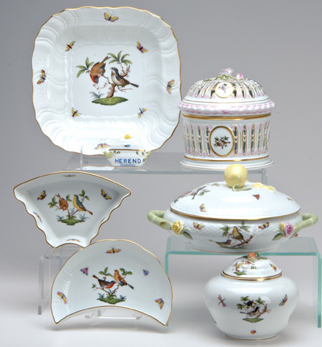 Appraisal: HEREND CHINA Assembled collection of Rothschild pattern porcelain printed and