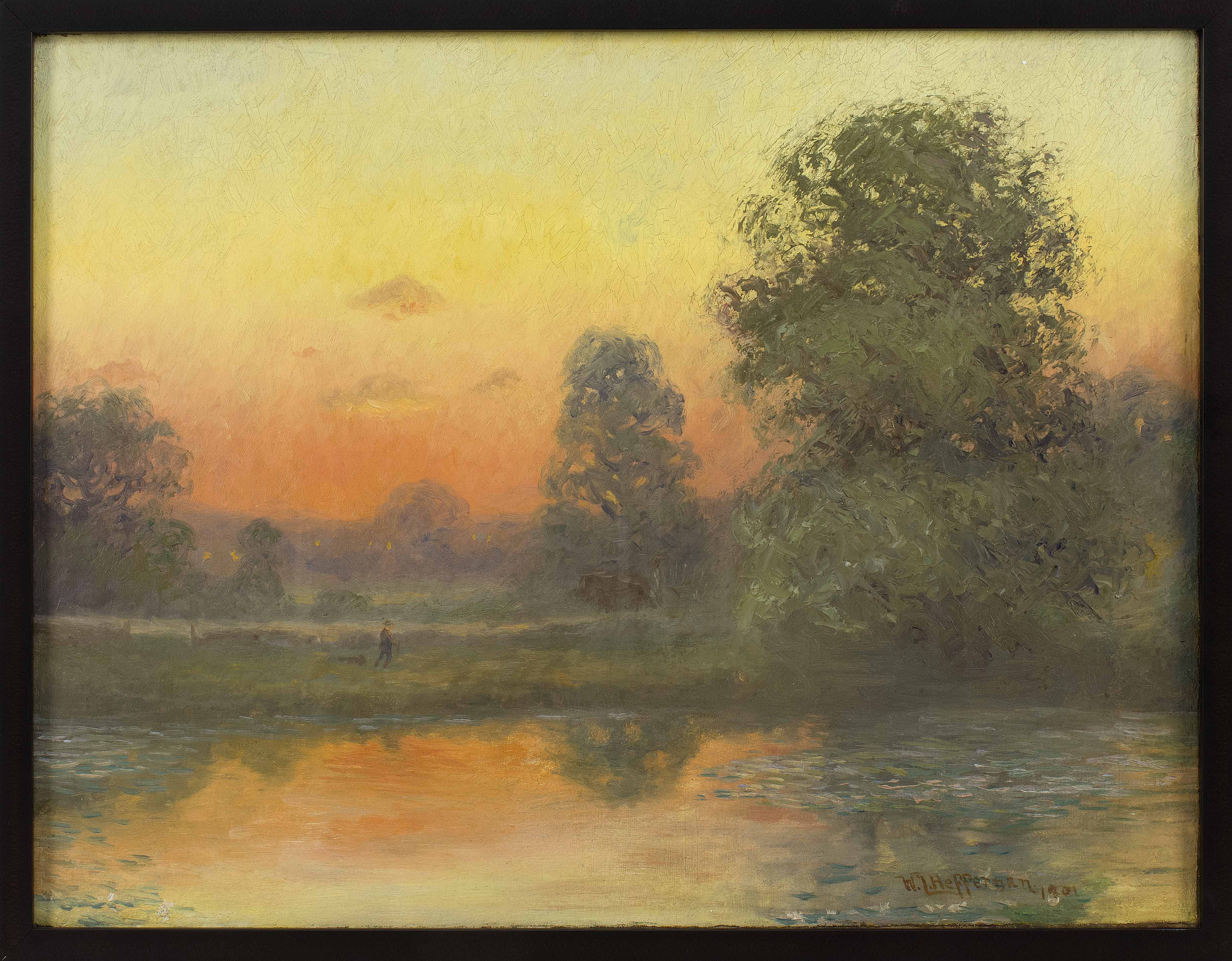 Appraisal: BILL WILLIAM HEFFERNANAmerican - Sunset on the pond Signed lower