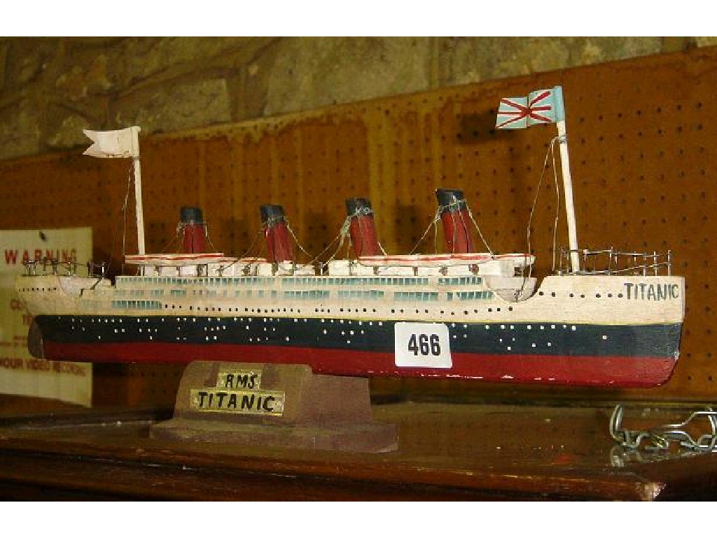 Appraisal: A wooden model of RMS Titanic