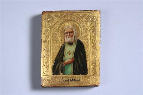 Appraisal: MINIATURE RUSSIAN ICON OF SAINT SERAPHIM SAROVSKY Mid- th century