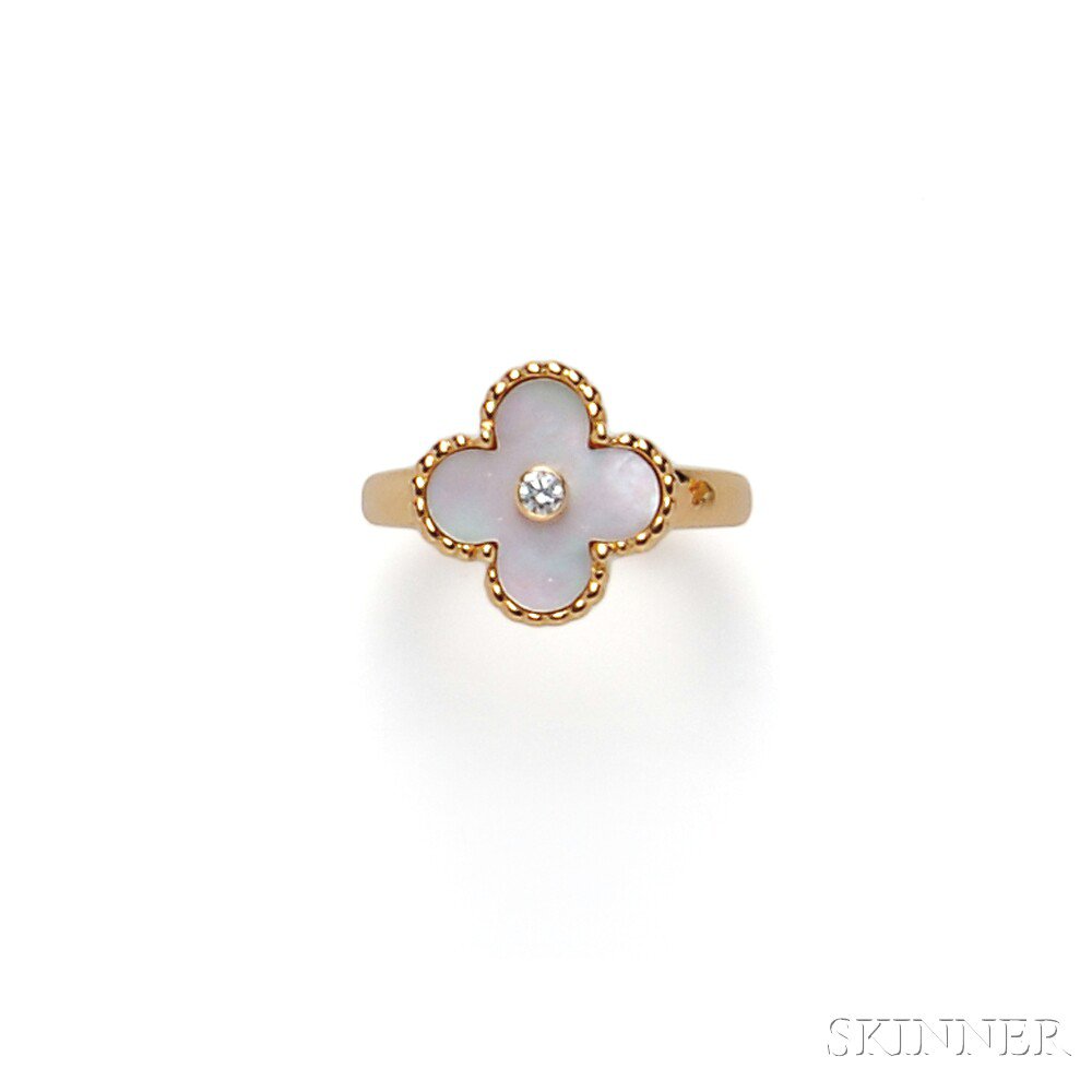 Appraisal: kt Gold Mother-of-pearl and Diamond Alhambra Ring Van Cleef Arpels