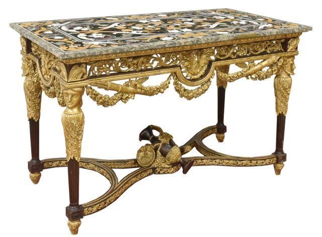 Appraisal: Italian console table th c inlaid marble pietra dura top