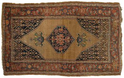 Appraisal: Bijar rug central medallion with pendants on beige field floral