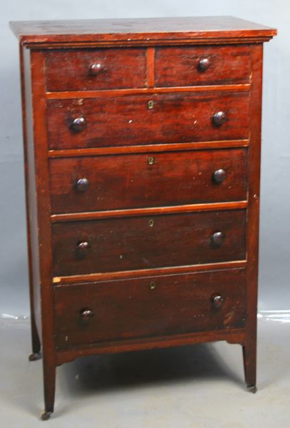 Appraisal: Circa tall mahogany chest of drawers h x l x