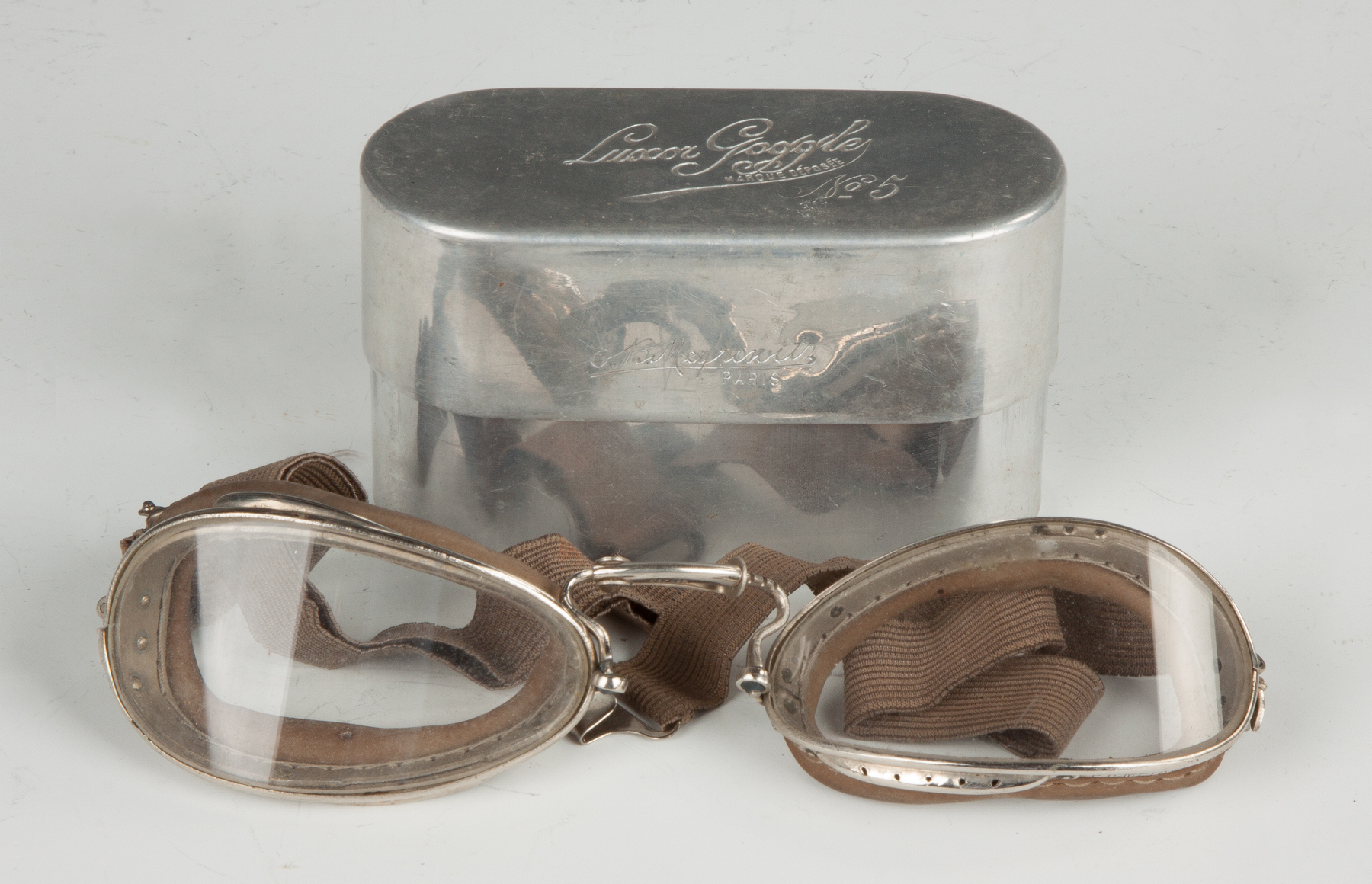 Appraisal: Luxor Vintage Airplane Goggles Inscribed E B Meyrowitz Paris