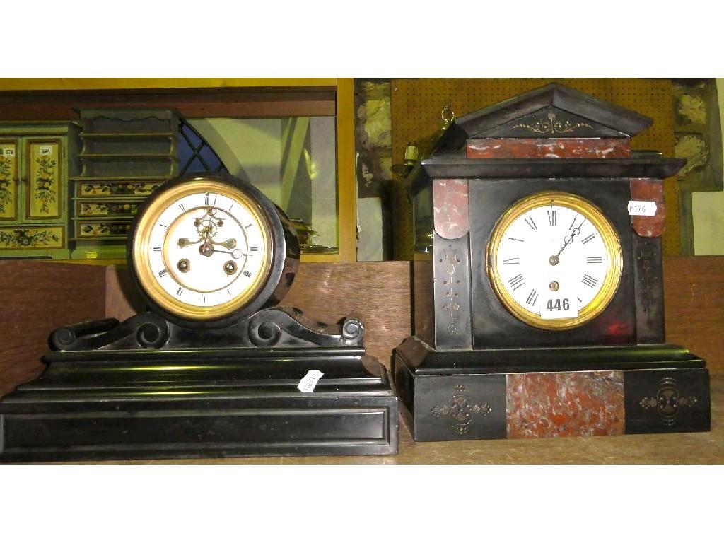 Appraisal: A Victorian black slate and marble mantle clock with eight