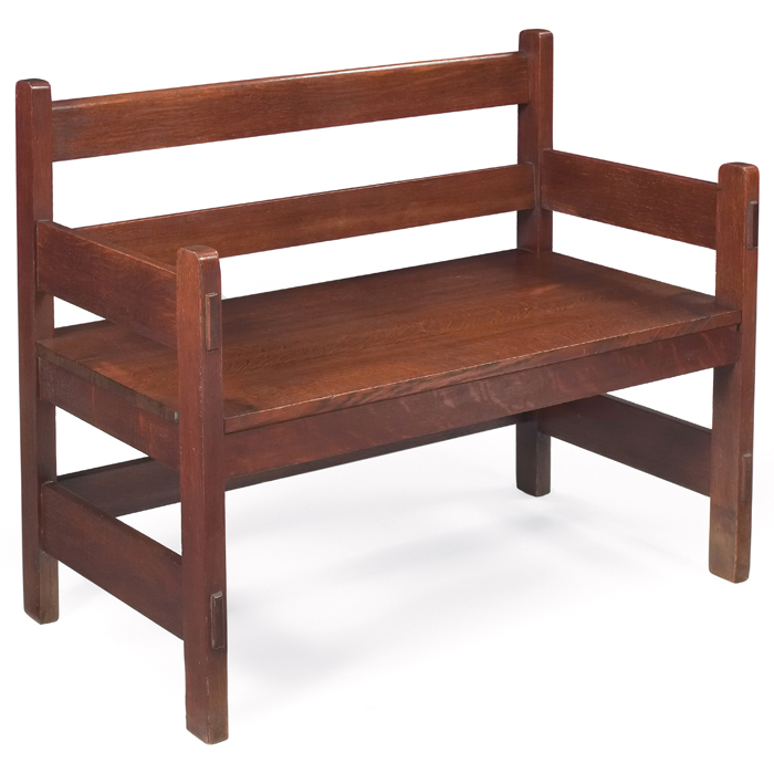 Appraisal: Stickley Brothers bench two horizontal slats atback over a slab