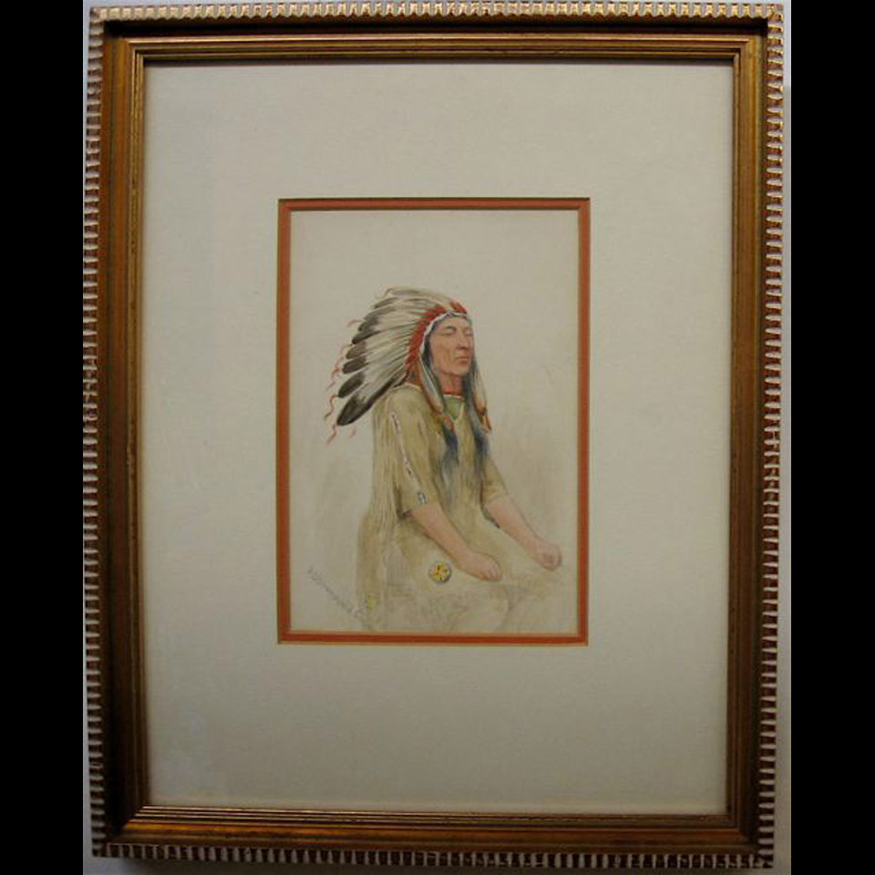 Appraisal: HARRIET DAVISON DRUMMOND COOPER - CANADIAN INDIAN CHIEF WATERCOLOUR Sight