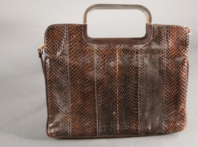 Appraisal: Brown Snakeskin Handbag H x W