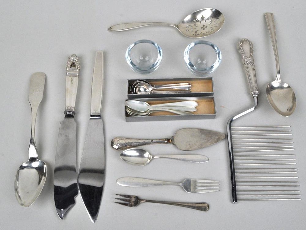 Appraisal: Group Sterling Utensils Including Jensen Tiffany comprising Georg Jensen serving